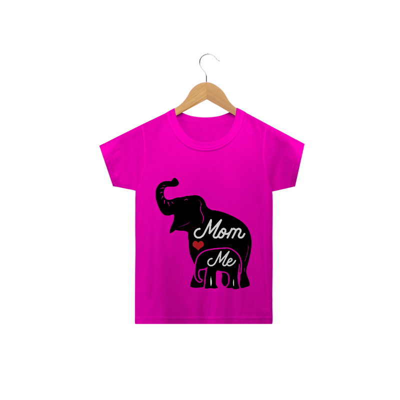 Camiseta Classic Infantil Estampa Elefante Frase Mom Me