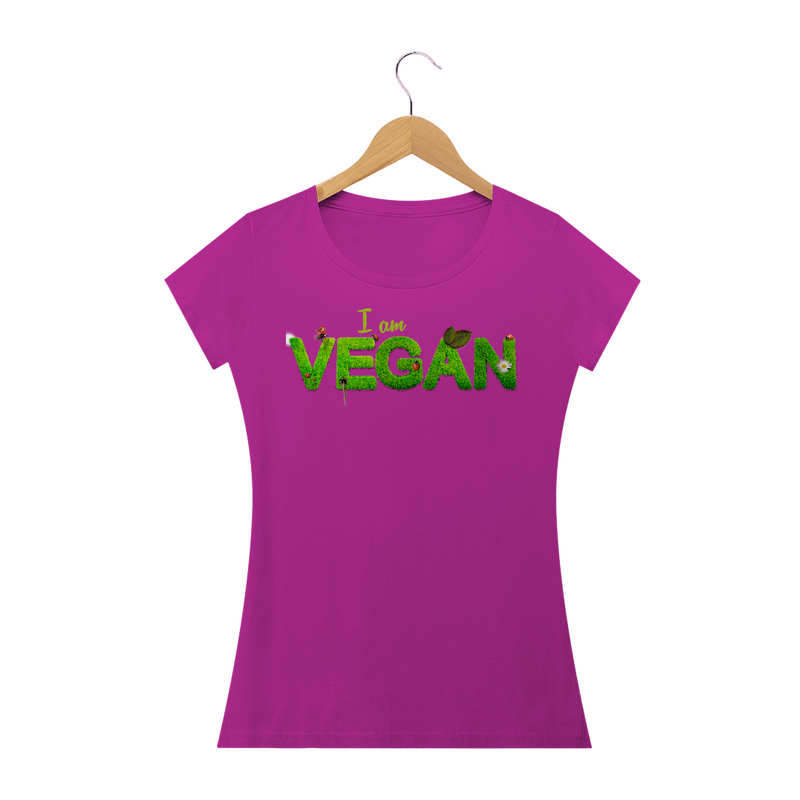 Camiseta Baby Long Quality Estampa Frase I am VEGAN