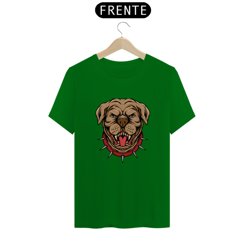 Camiseta Quality Estampa Pit Bull com Coleira de espinho