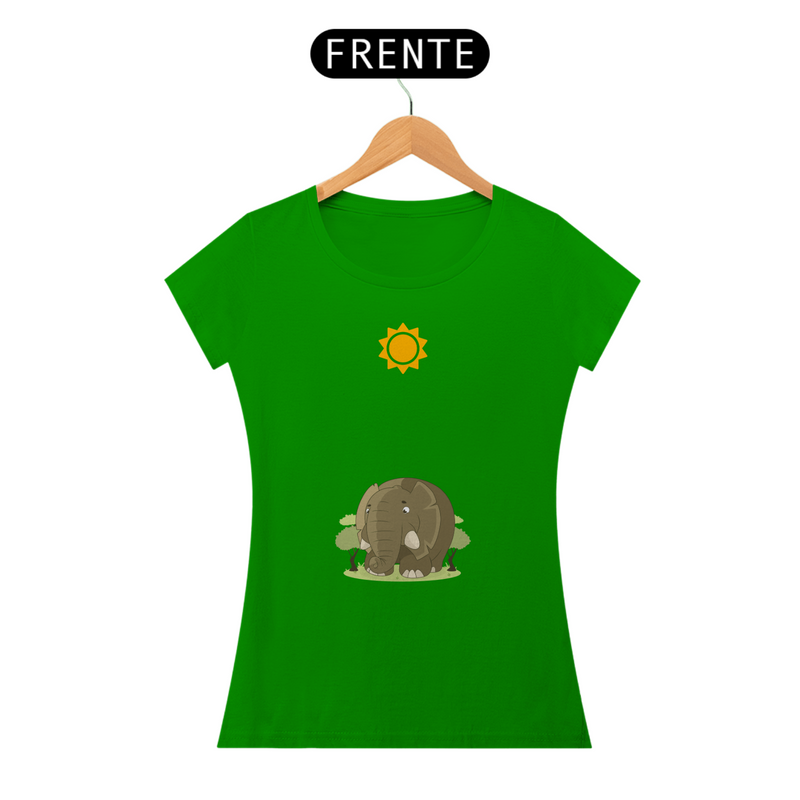 Camiseta Feminina Baby Long Look Quality Estampada Desenho Elefante Fofo