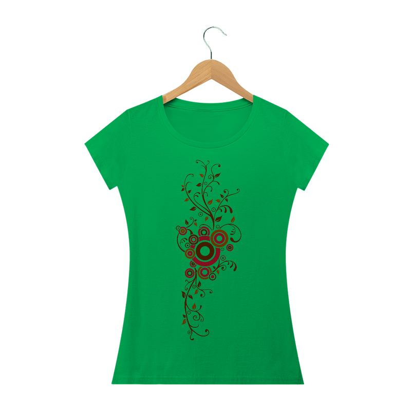 Camiseta Baby Long Quality Estampa Galhos Abstrato