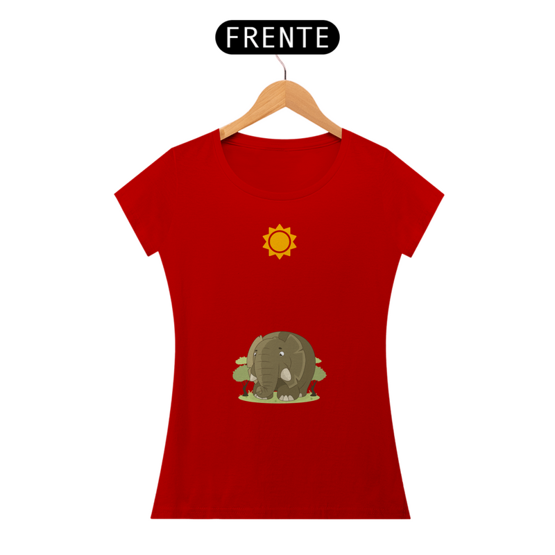 Camiseta Feminina Baby Long Look Quality Estampada Desenho Elefante Fofo