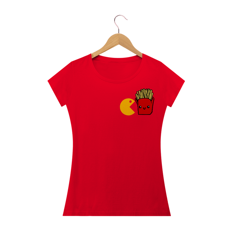 Camiseta Baby Long Quality Estampa PAC-MAN com Fritas