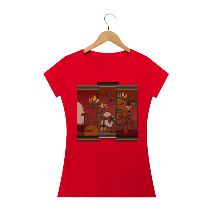 Camiseta baby Long Quality Feminina Estampa Quadro Artístico