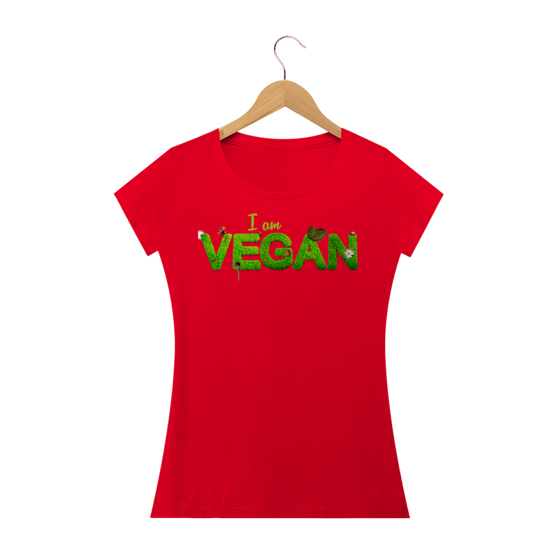 Camiseta Baby Long Quality Estampa Frase I am VEGAN